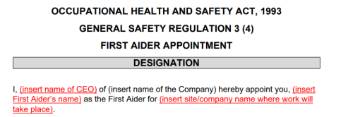 A19 First Aider Appointment