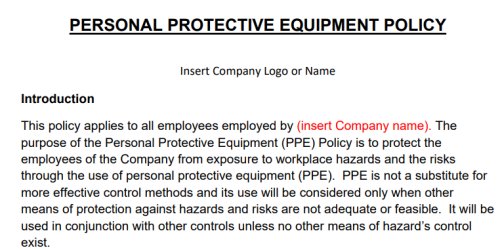 P14 Personal Protective Equipment Policy